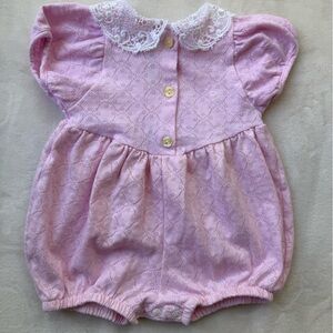 Charming Pink Baby Dior Bodysuit with Lace Collar